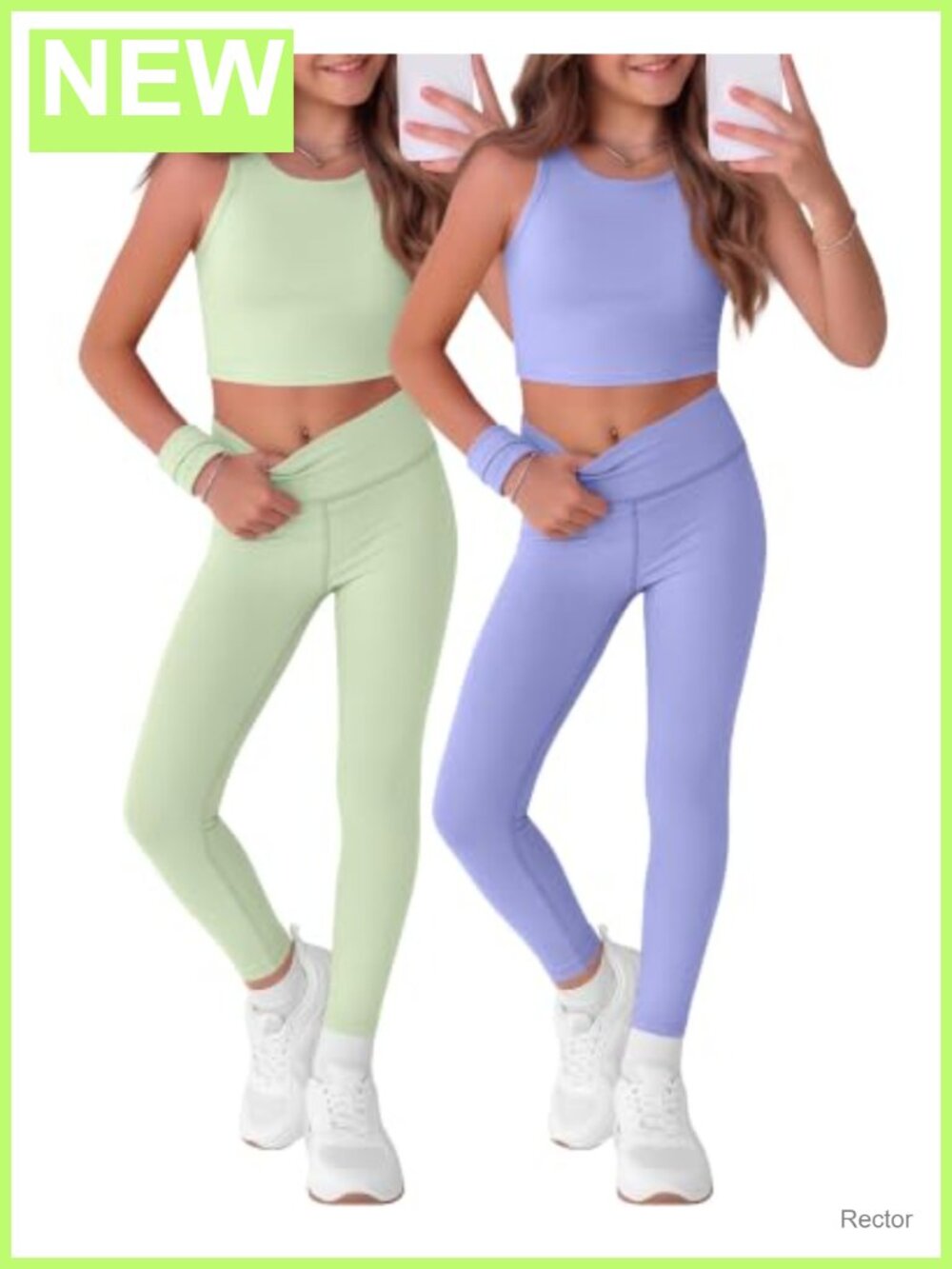 Girls 6-Pc Athletic Set Tank Tops Leggings Headbands Workout